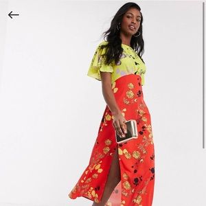 Tall Midaxi dress in multi floral